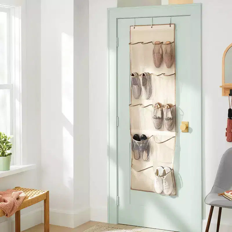 Organizzatore per scarpe da appendere alla porta trasparente
