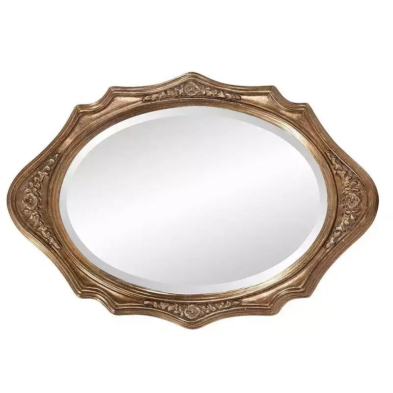 Specchio da parete ovale 27"x19" con cornice in legno, bronzo