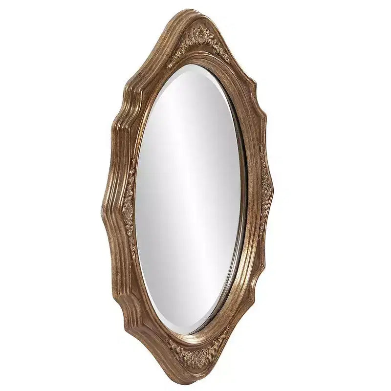 Specchio da parete ovale 27"x19" con cornice in legno, bronzo