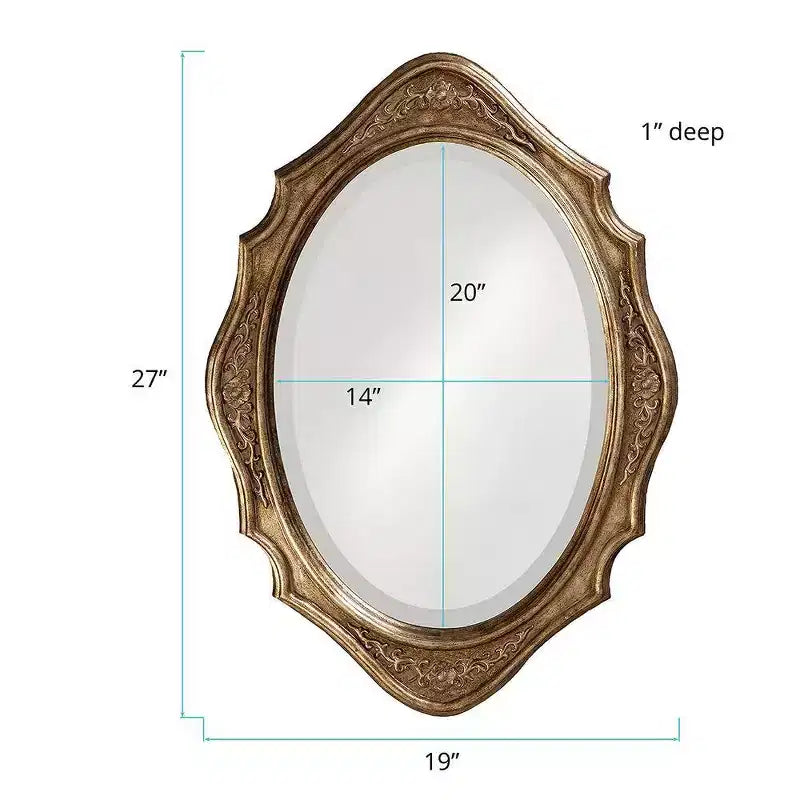 Specchio da parete ovale 27"x19" con cornice in legno, bronzo