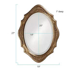 Specchio da parete ovale 27"x19" con cornice in legno, bronzo