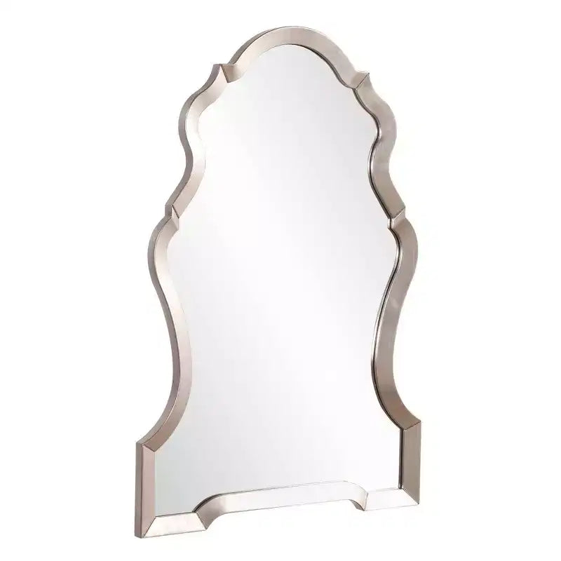 Specchio da parete con design a buco della serratura, cornice argentata, 44"x29"