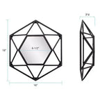 Specchio da parete geometrico 3D con cornice in metallo 40x40cm nero opaco