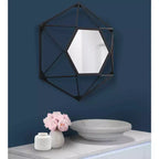 Specchio da parete geometrico 3D con cornice in metallo 40x40cm nero opaco