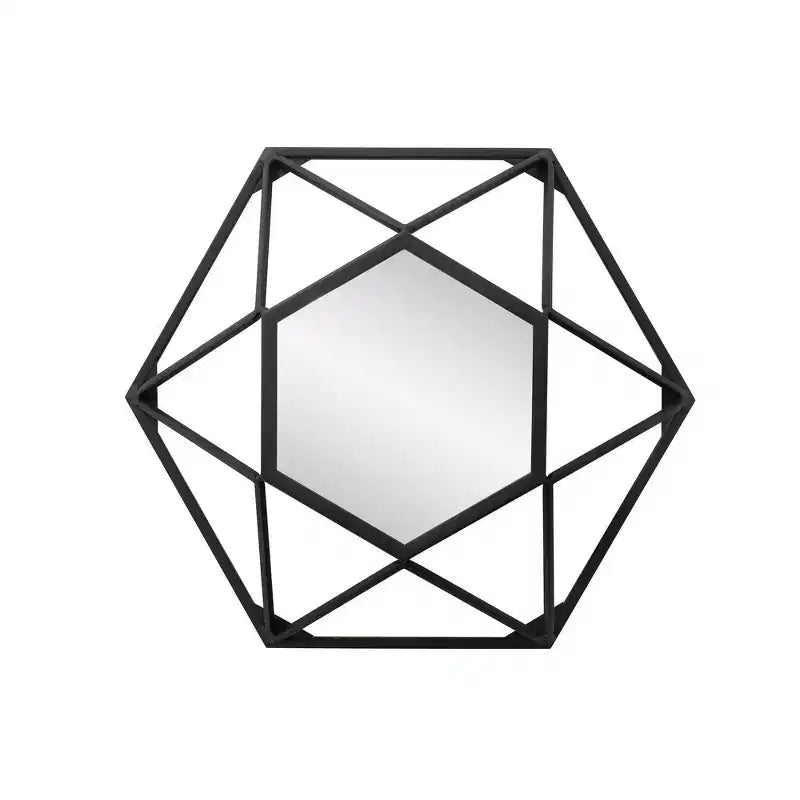 Specchio da parete geometrico 3D con cornice in metallo 40x40cm nero opaco