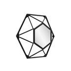 Specchio da parete geometrico 3D con cornice in metallo 40x40cm nero opaco