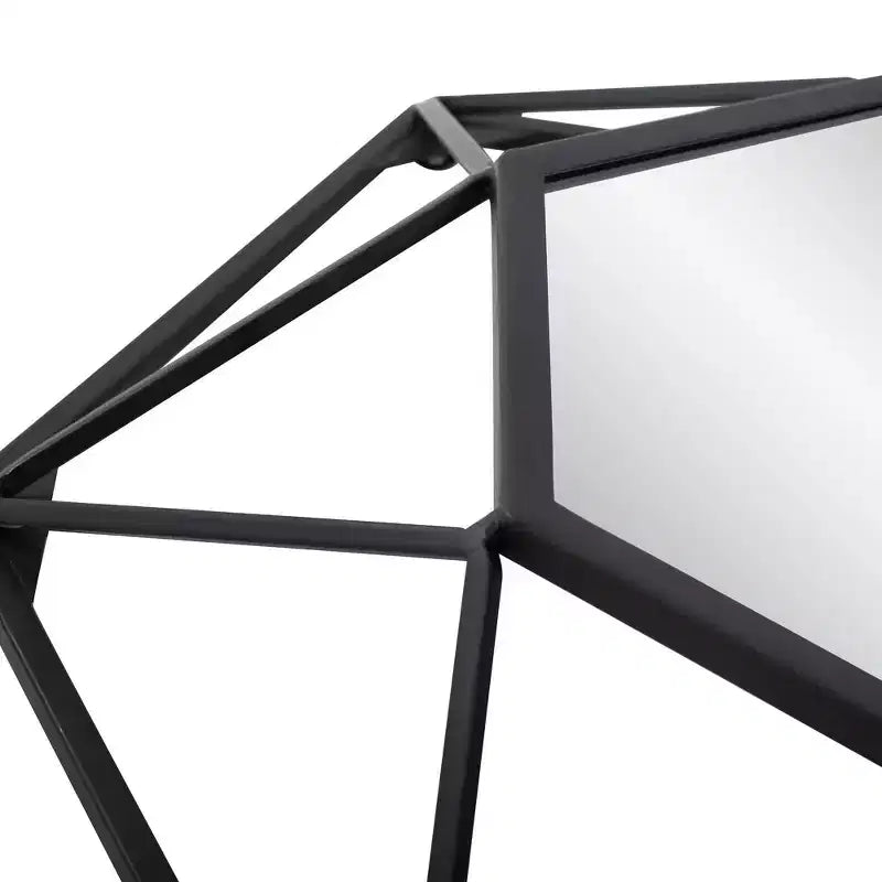 Specchio da parete geometrico 3D con cornice in metallo 40x40cm nero opaco