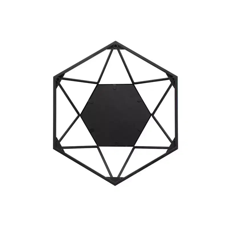 Specchio da parete geometrico 3D con cornice in metallo 40x40cm nero opaco
