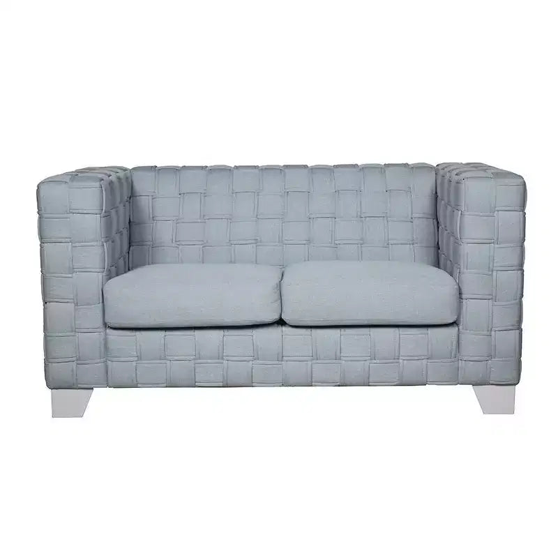 Divano 63" ciniglia verde acqua/finitura bianca