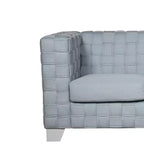 Divano 63" ciniglia verde acqua/finitura bianca