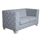 Divano 63" ciniglia verde acqua/finitura bianca