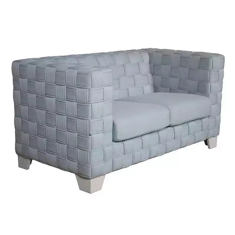 Divano 63" ciniglia verde acqua/finitura bianca