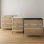 Cassettiera Rattan a 3 cassetti Nero/Rovere chiaro