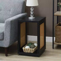 Tavolino d'appoggio Weave con ripiano - Orzo nero/beige
