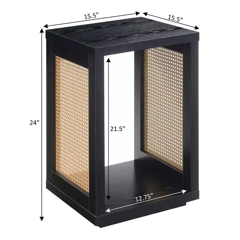 Tavolino d'appoggio Weave con ripiano - Orzo nero/beige