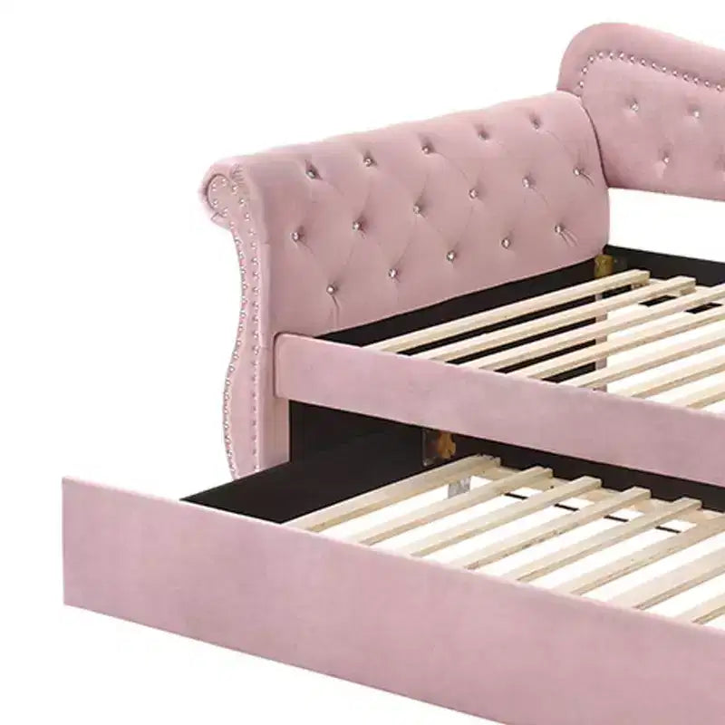 Letto una piazza e mezza in velluto rosa