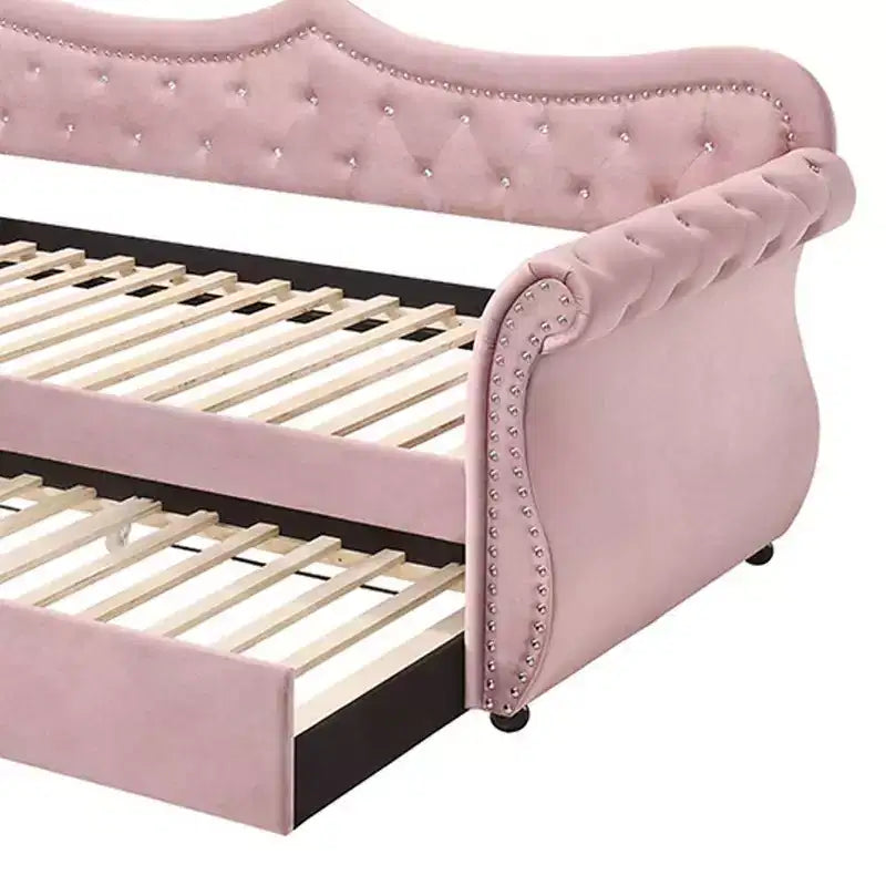 Letto una piazza e mezza in velluto rosa