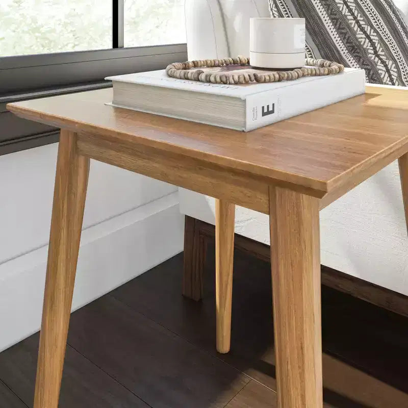 Tavolino rettangolare in legno massello stile Moderno di metà secolo, 20 pollici, per soggiorno