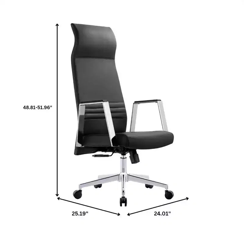 Sedia da ufficio ergonomica in pelle con schienale alto - Girevole e inclinabile - Sedia da scrivania direzionale regolabile