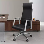 Sedia da ufficio ergonomica in pelle con schienale alto - Girevole e inclinabile - Sedia da scrivania direzionale regolabile