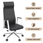 Sedia da ufficio ergonomica in pelle con schienale alto - Girevole e inclinabile - Sedia da scrivania direzionale regolabile