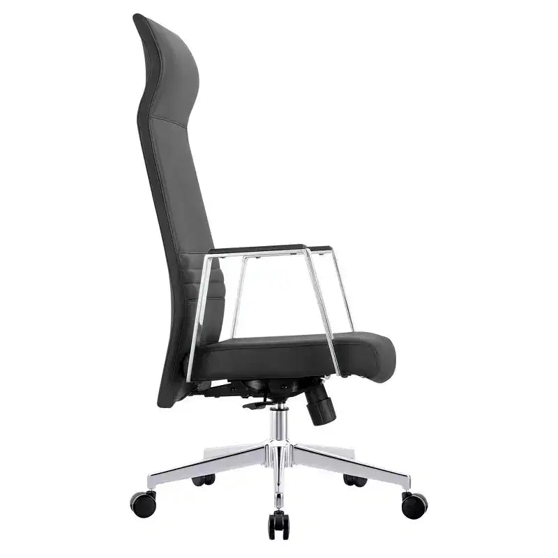 Sedia da ufficio ergonomica in pelle con schienale alto - Girevole e inclinabile - Sedia da scrivania direzionale regolabile
