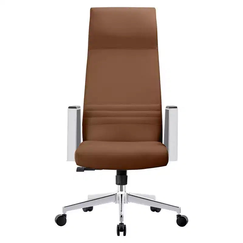 Sedia da ufficio ergonomica in pelle con schienale alto - Girevole e inclinabile - Sedia da scrivania direzionale regolabile