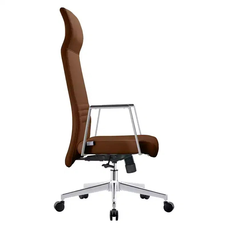 Sedia da ufficio ergonomica in pelle con schienale alto - Girevole e inclinabile - Sedia da scrivania direzionale regolabile