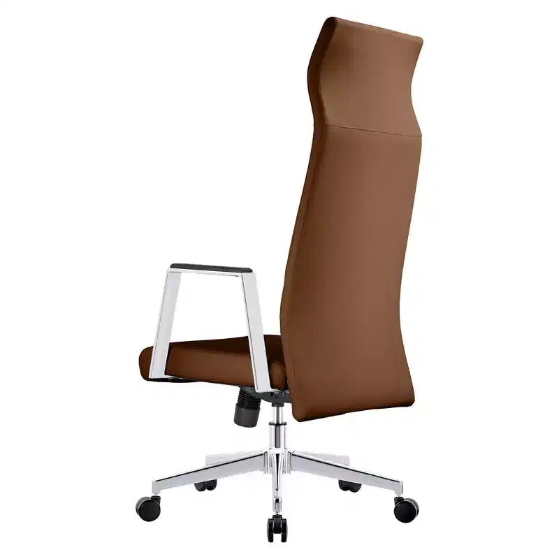Sedia da ufficio ergonomica in pelle con schienale alto - Girevole e inclinabile - Sedia da scrivania direzionale regolabile