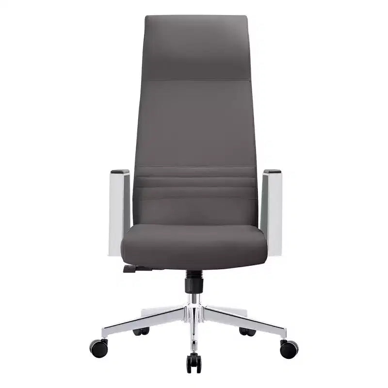 Sedia da ufficio ergonomica in pelle con schienale alto - Girevole e inclinabile - Sedia da scrivania direzionale regolabile