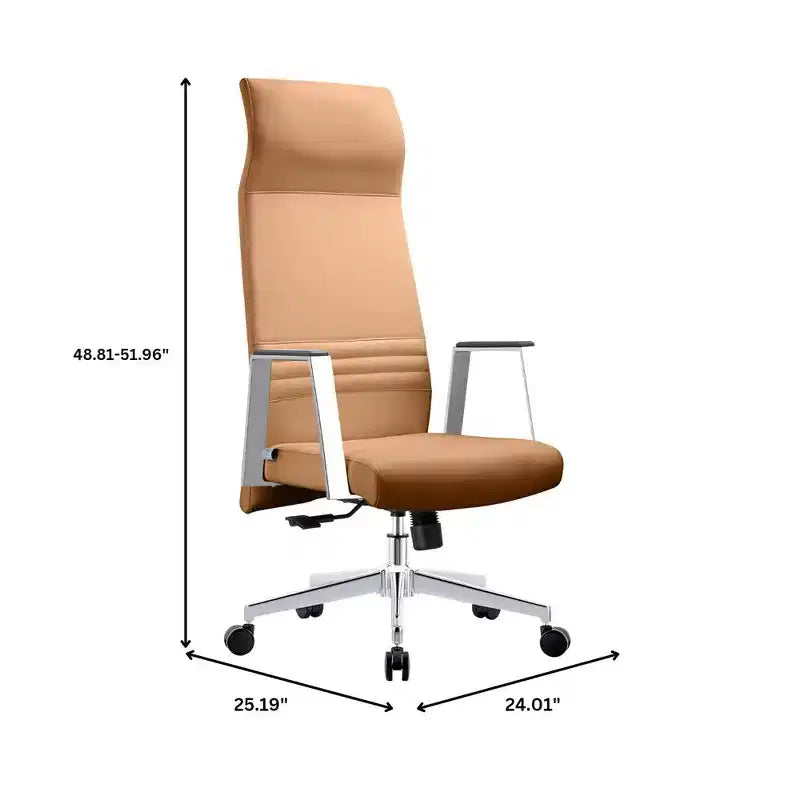 Sedia da ufficio ergonomica in pelle con schienale alto - Girevole e inclinabile - Sedia da scrivania direzionale regolabile