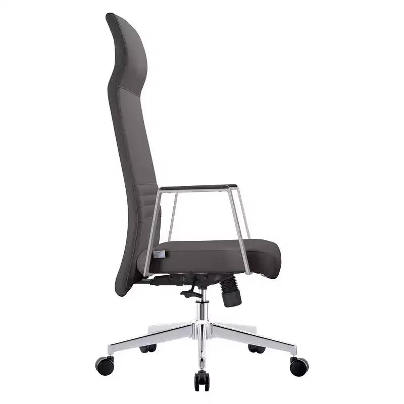 Sedia da ufficio ergonomica in pelle con schienale alto - Girevole e inclinabile - Sedia da scrivania direzionale regolabile