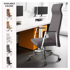 Sedia da ufficio ergonomica in pelle con schienale alto - Girevole e inclinabile - Sedia da scrivania direzionale regolabile