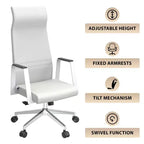 Sedia da ufficio ergonomica in pelle con schienale alto - Girevole e inclinabile - Sedia da scrivania direzionale regolabile