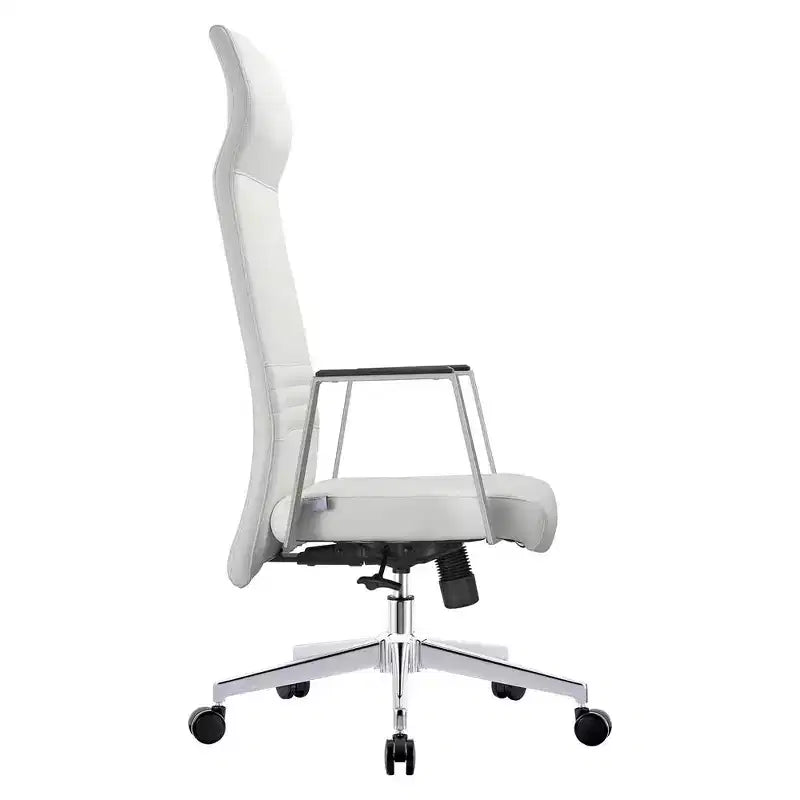 Sedia da ufficio ergonomica in pelle con schienale alto - Girevole e inclinabile - Sedia da scrivania direzionale regolabile