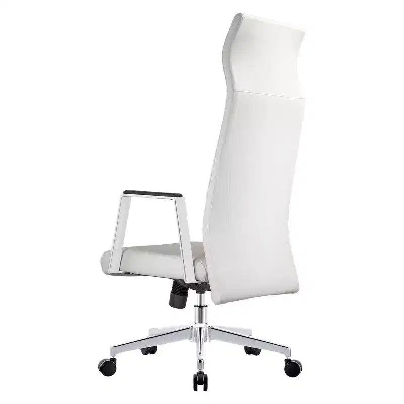 Sedia da ufficio ergonomica in pelle con schienale alto - Girevole e inclinabile - Sedia da scrivania direzionale regolabile