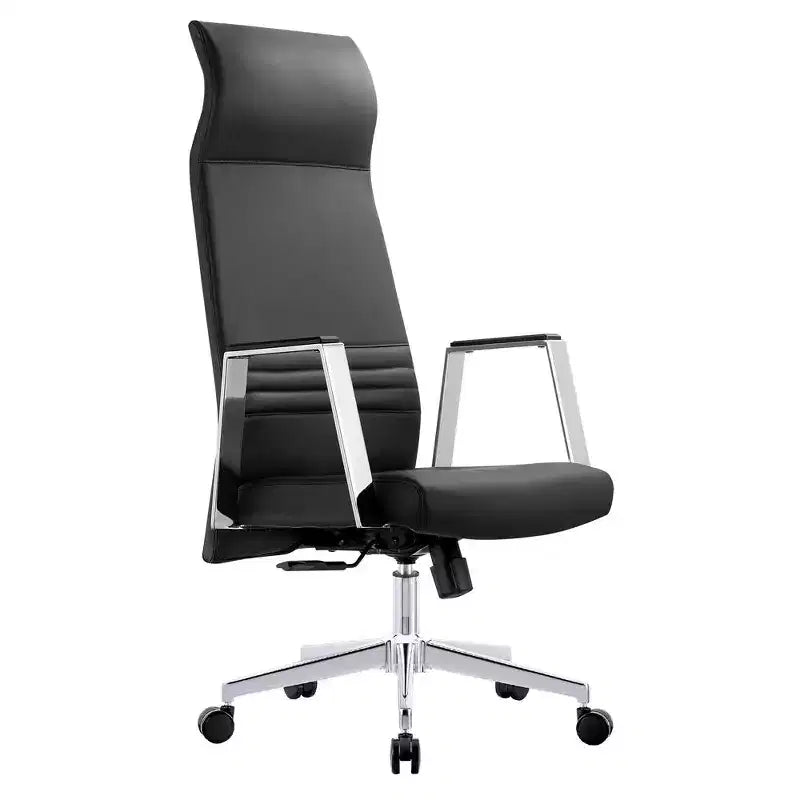 Sedia da ufficio ergonomica in pelle con schienale alto - Girevole e inclinabile - Sedia da scrivania direzionale regolabile
