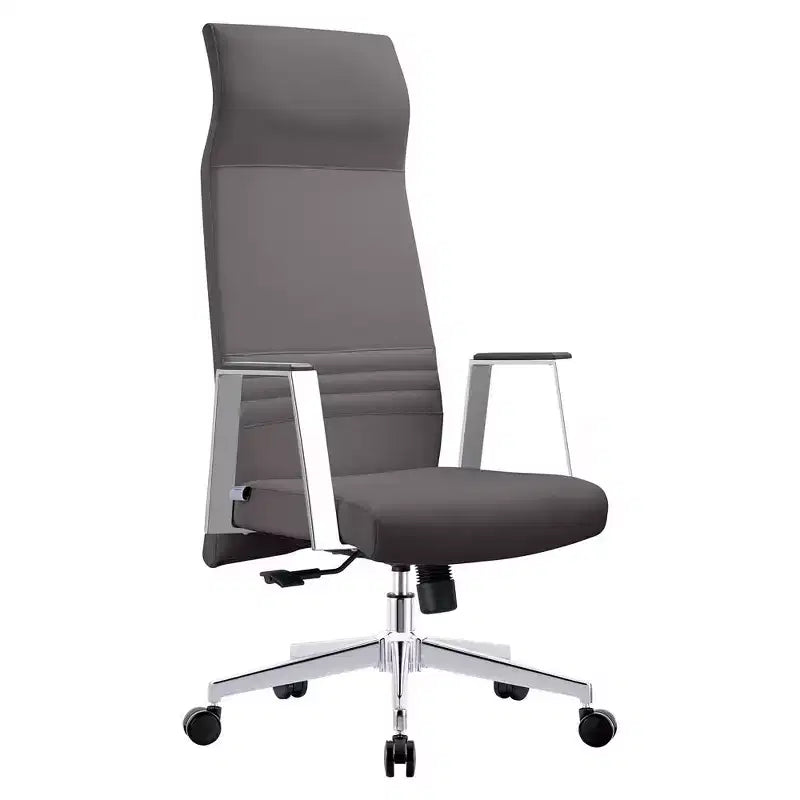 Sedia da ufficio ergonomica in pelle con schienale alto - Girevole e inclinabile - Sedia da scrivania direzionale regolabile