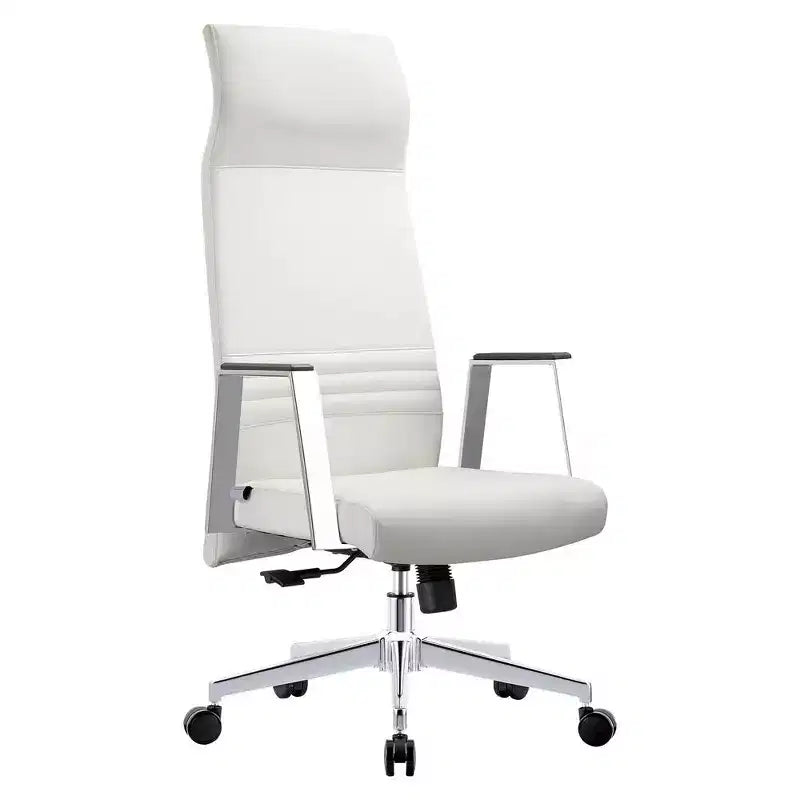 Sedia da ufficio ergonomica in pelle con schienale alto - Girevole e inclinabile - Sedia da scrivania direzionale regolabile