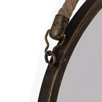 Specchio rotondo in patina dorata da 15 con corda per appenderlo
