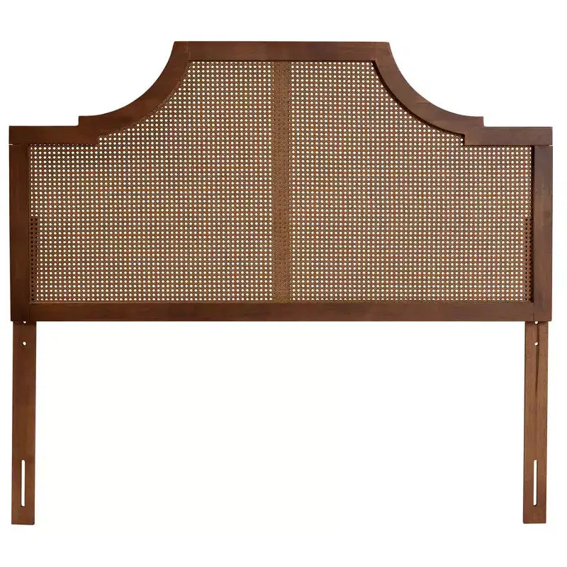 Testiera Queen Size in Legno di Frassino Finitura Noce e Rattan Stile Mid-Century Modern