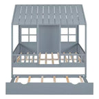 Letto a capanna in legno una piazza e mezza/matrimoniale con letto estraibile singolo - Bianco/Grigio