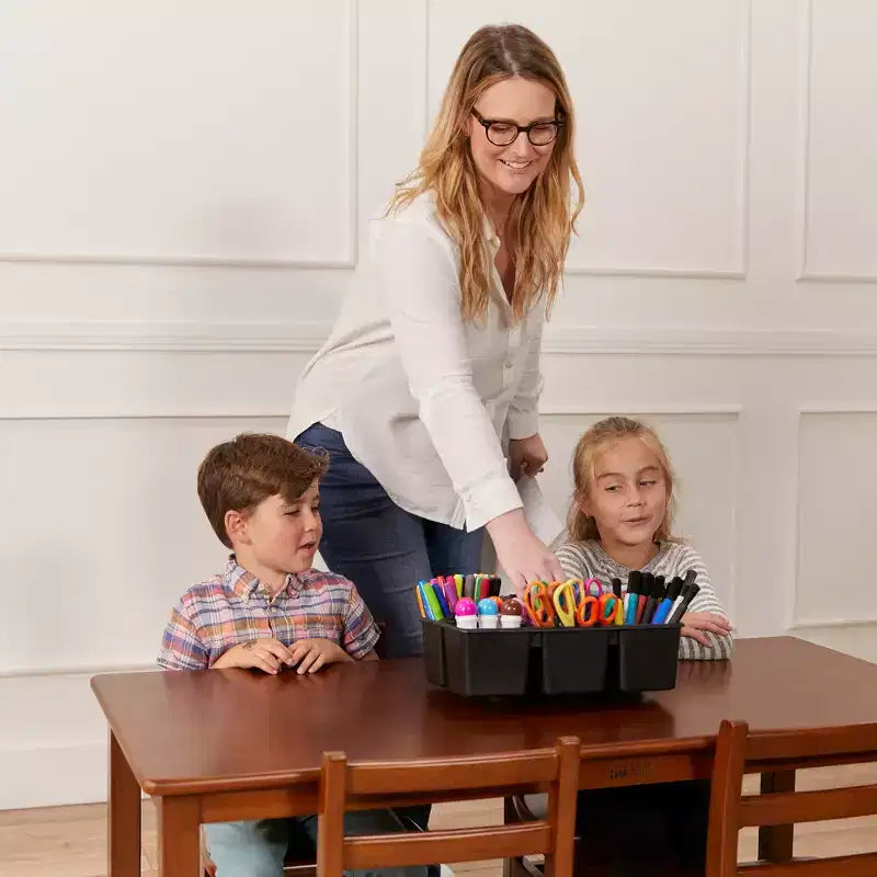 Tavolo rettangolare in legno massello 60x120 cm con gambe da 55 cm, mobili per bambini