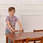 Tavolo rettangolare in legno massello 60x120 cm con gambe da 55 cm, mobili per bambini