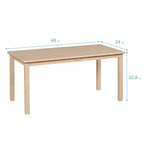Tavolo rettangolare in legno massello 60x120 cm con gambe da 55 cm, mobili per bambini