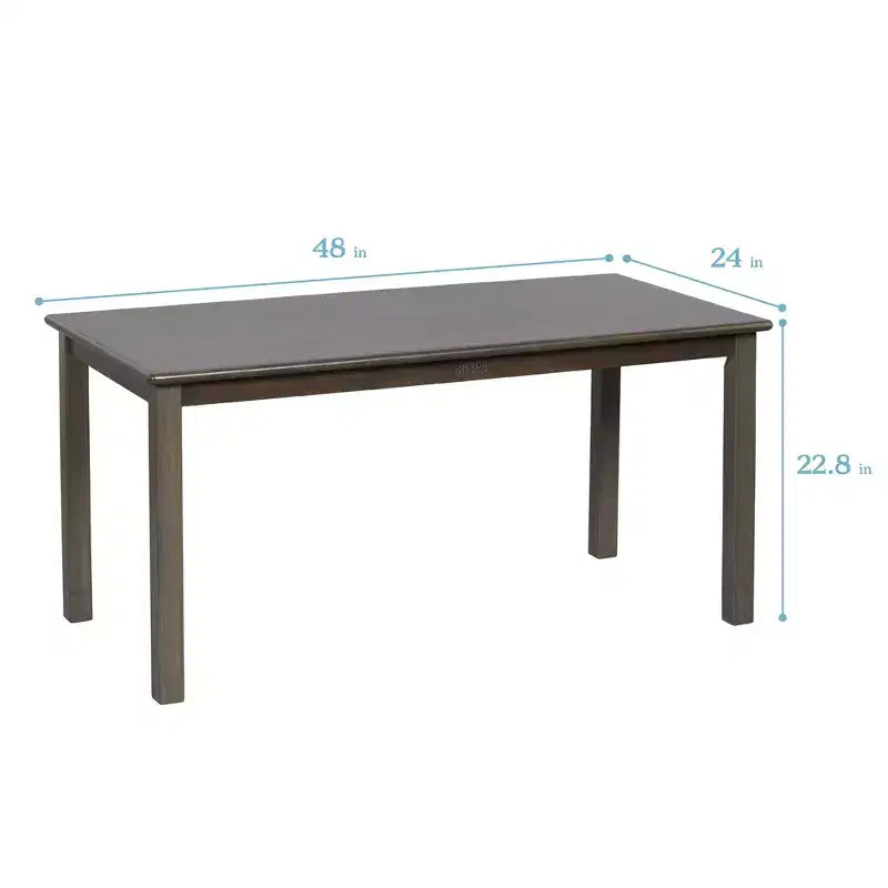 Tavolo rettangolare in legno massello 60x120 cm con gambe da 55 cm, mobili per bambini