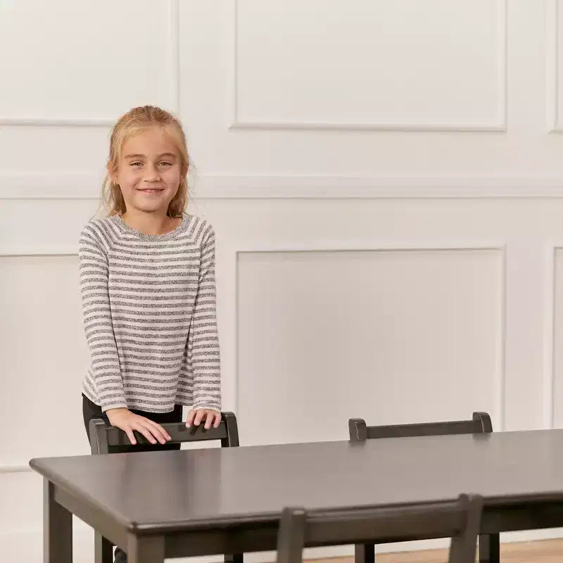 Tavolo rettangolare in legno massello 60x120 cm con gambe da 55 cm, mobili per bambini