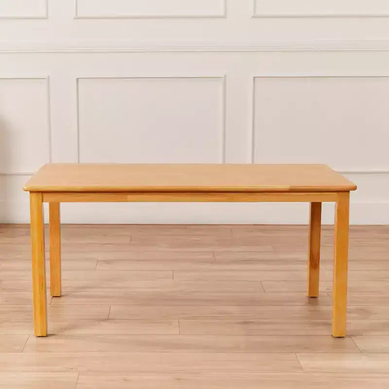Tavolo rettangolare in legno massello 60x120 cm con gambe da 55 cm, mobili per bambini