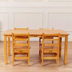 Tavolo rettangolare in legno massello 60x120 cm con gambe da 55 cm, mobili per bambini