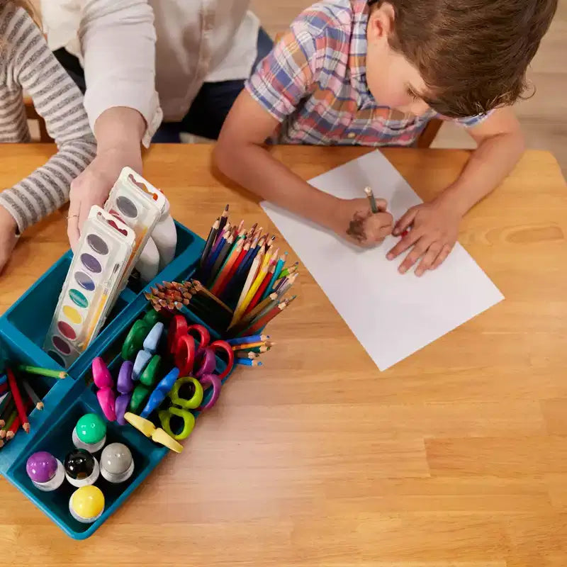 Tavolo rettangolare in legno massello 60x120 cm con gambe da 55 cm, mobili per bambini